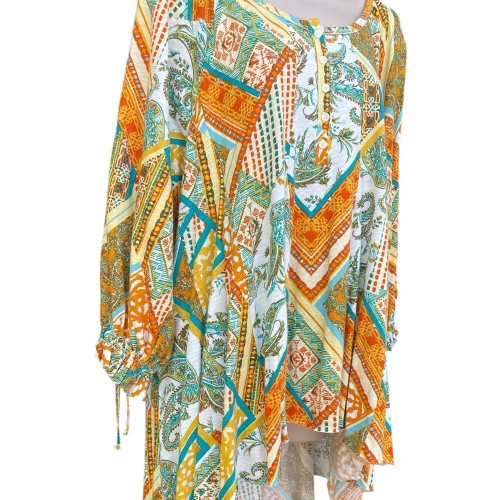 Cato Multicolor Patchwork Blouse Super Soft Long … - image 2